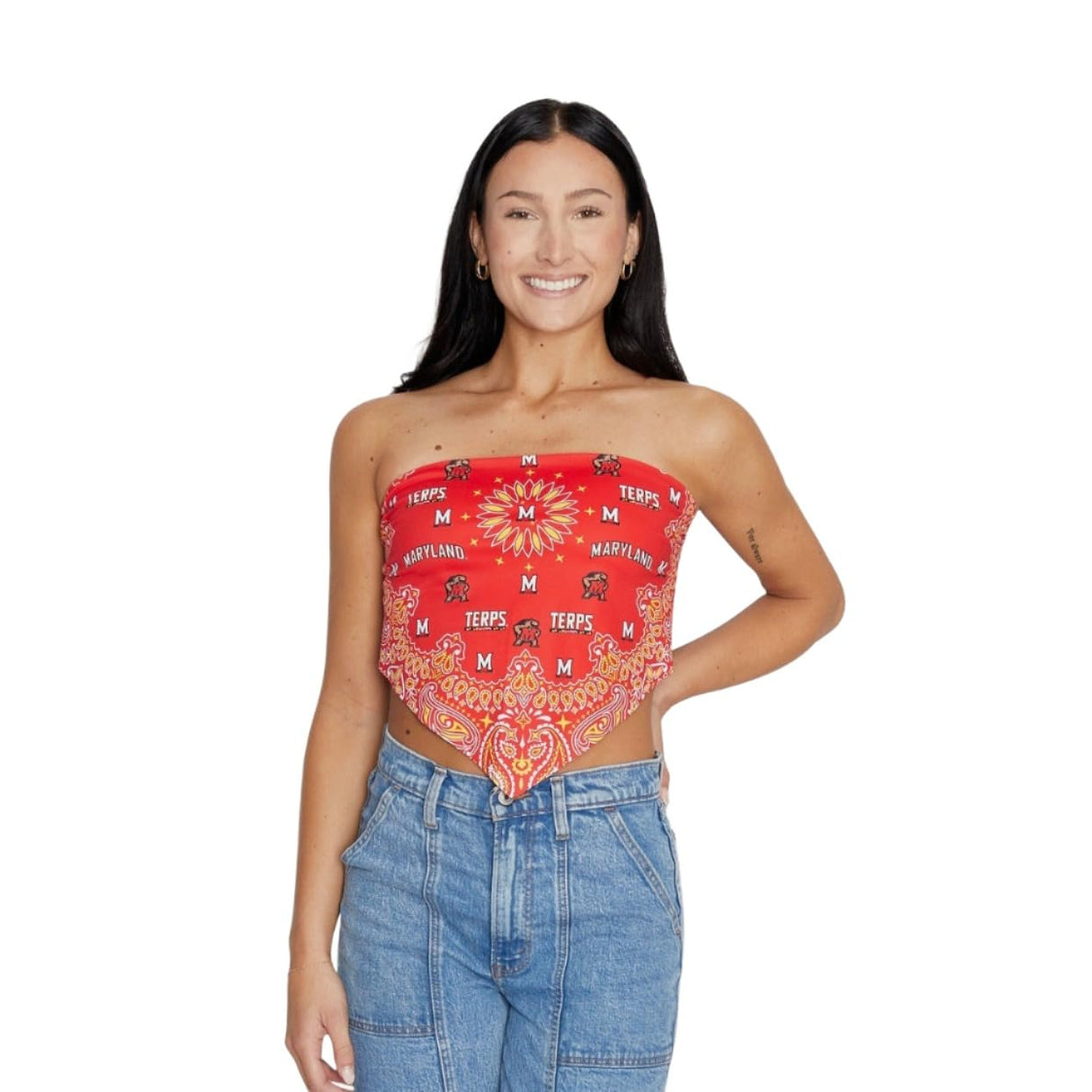 Lojobands Women's Bandana Top Tailgate Outfit College Tank Top Crop Top Made in USA One Size Fits Most