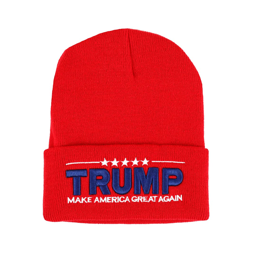Made in USA Exclusive 2024 47th President 3D Trump Skull Knit Beanie Cap President Beanie Hat