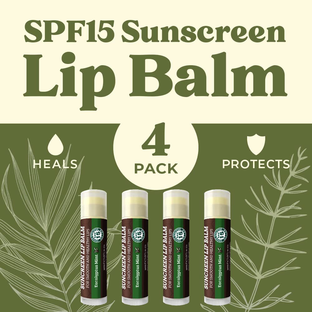 USDA Organic Lip Balm 6-Pack by Earth's Daughter Stocking Stuffers - Fruit Flavors, Beeswax, Coconut Oil, Vitamin E - Best Lip Repair Chapstick for Dry Cracked Lips - Moisturizing Lip Care