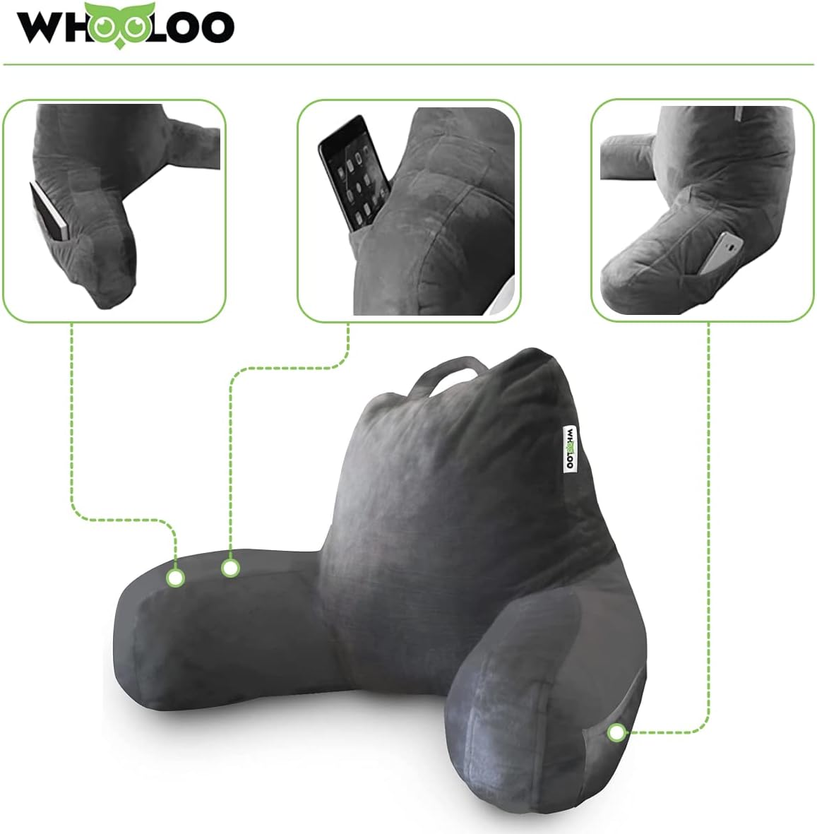 Reading Pillow Sitting Up in Bed Backrest Support Large Adult Back Wedge for Watching TV Bedrest Gerd Heartburn Recovery Snoring Made in The USA 100% Memory Foam w/Removable Washable Cover