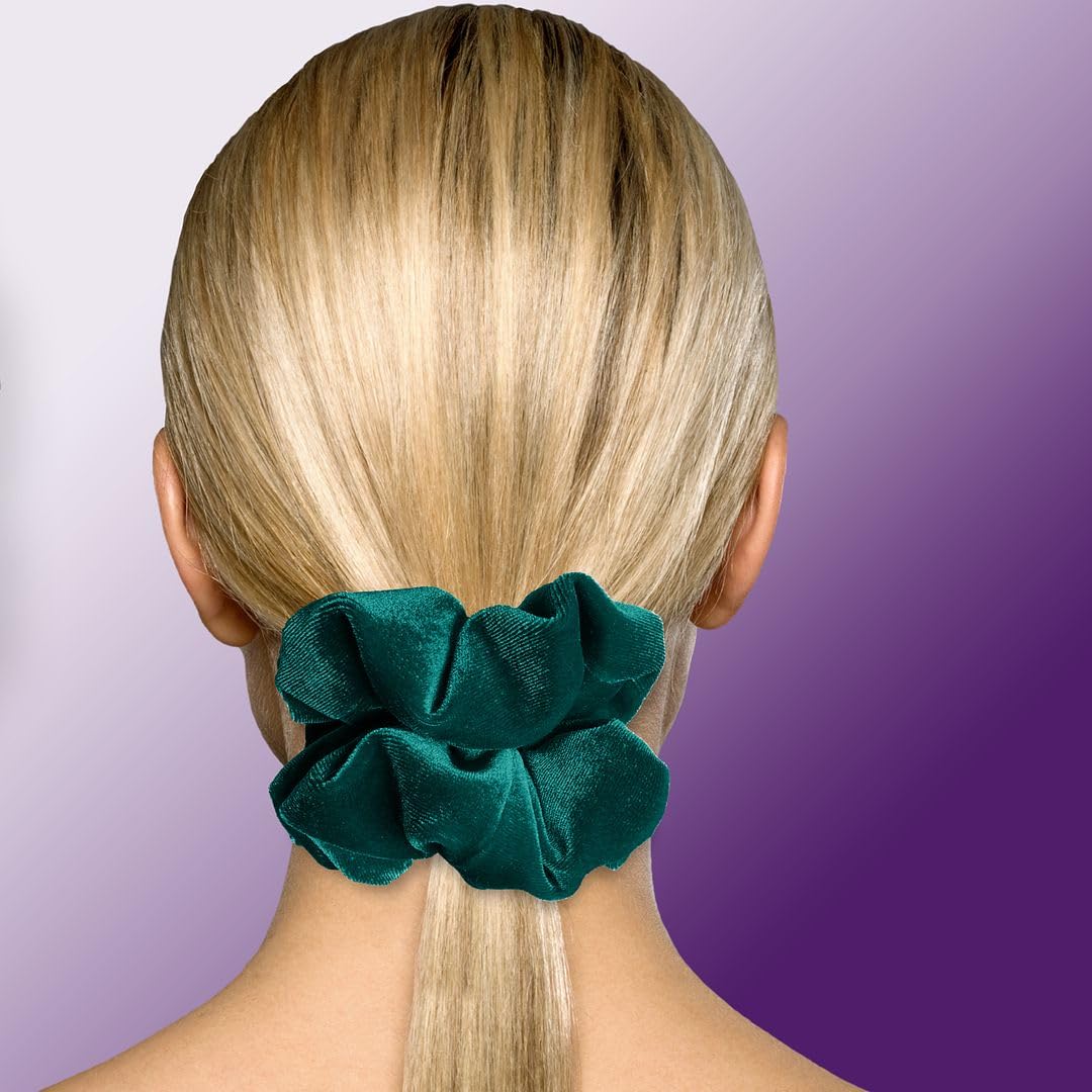Velvet Scrunchies Jumbo Size Plush Big Ponytail Holders Thick Braided Locked Hair Big Made in the USA Green Pine