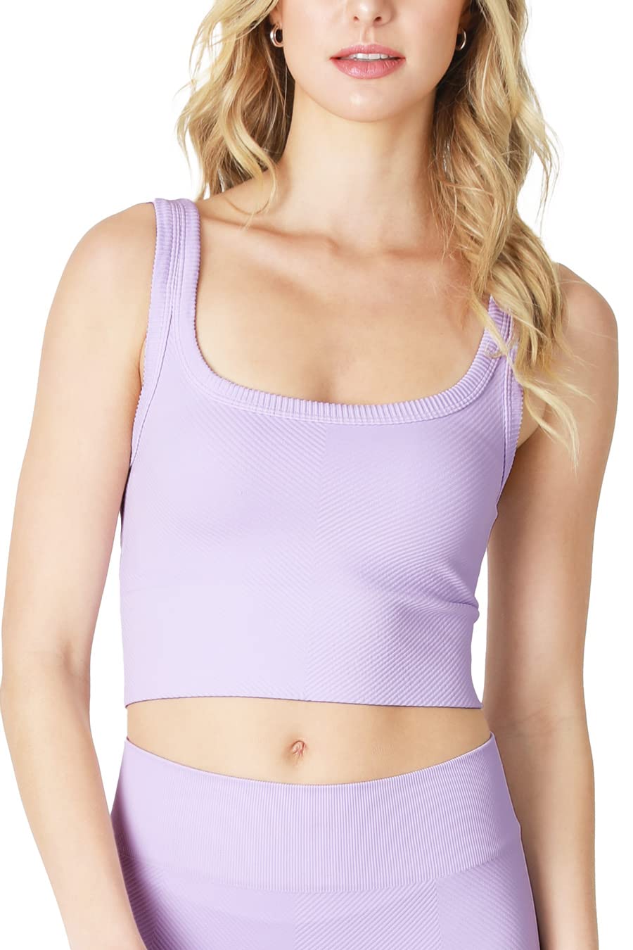 NIKIBIKI Women Seamless Chevron Ribbed Crop Top, Made in U.S.A, One Size