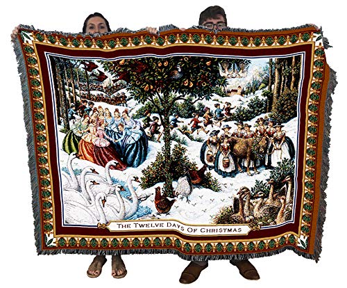 Pure Country Weavers Twelve Days of Christmas Blanket by Lynn Bywaters - Gift Tapestry Throw Woven from Cotton - Made in The USA (72x54)