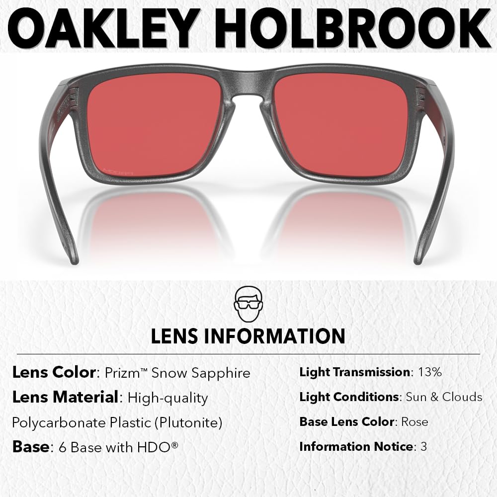 Oakley OO9102 HOLBROOK Square Sunglasses for Men - High Bridge Fit - USA Flag Cleaning Kit and Leash - PREMIUM BUNDLE