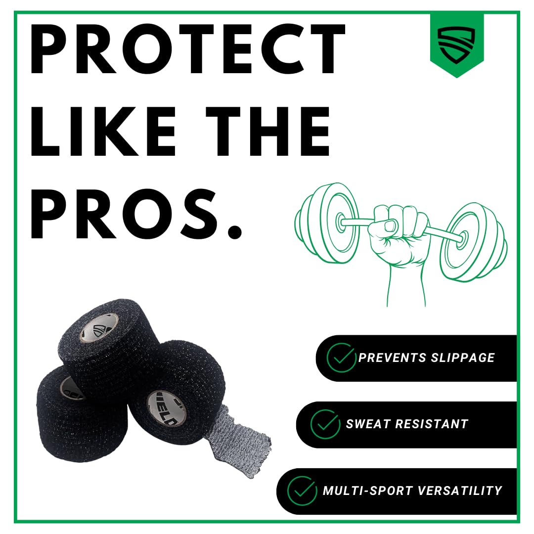 SHIELD | Weightlifting Tape - Made in USA, Hook Grip, Cross-Training, WOD Grip Tape 3-Pack– Durable, Non-Slip, Comfortable Stretchy Athletic Tape – Thumb, Wrist, Finger Protection (Pink)