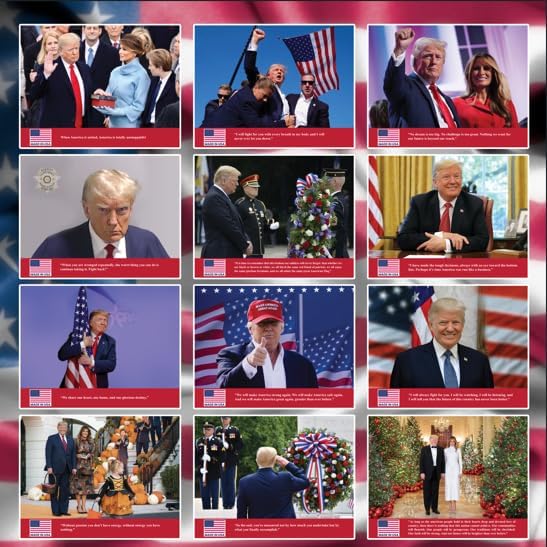 Trump Wall Calendar 2025, Monthly Wall Calendar Donald Trump Gifts, 45 47 President Trump Calendar for Walls with Motivational and Inspirational Quotes, Made in USA