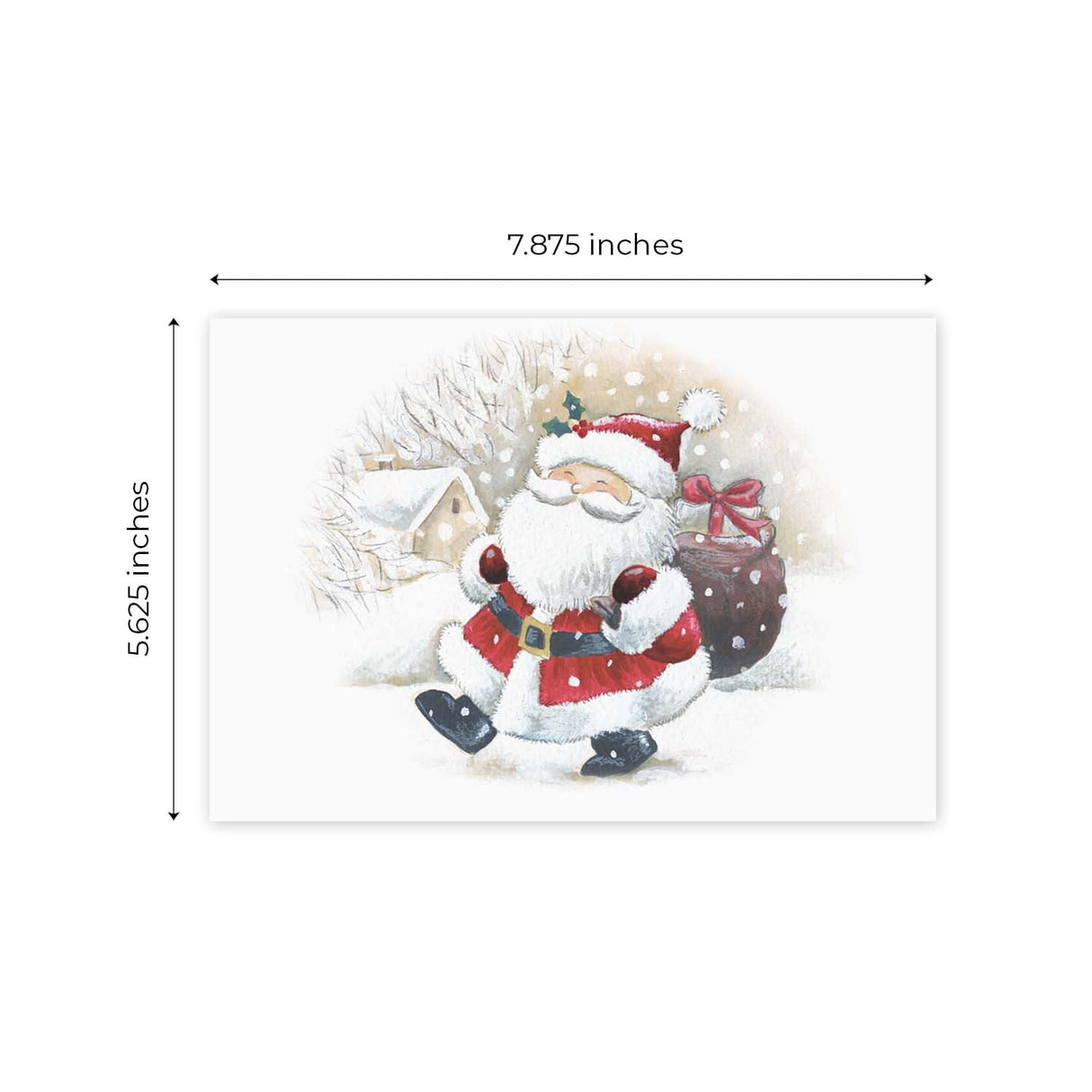 Masterpiece Sparkling Santa Christmas Cards / 16 Festive Holiday Cards Set With White Envelopes / 5 5/8" x 7 7/8" Winter Gold Foil Greeting Cards With Inside Verse/Made In The USA