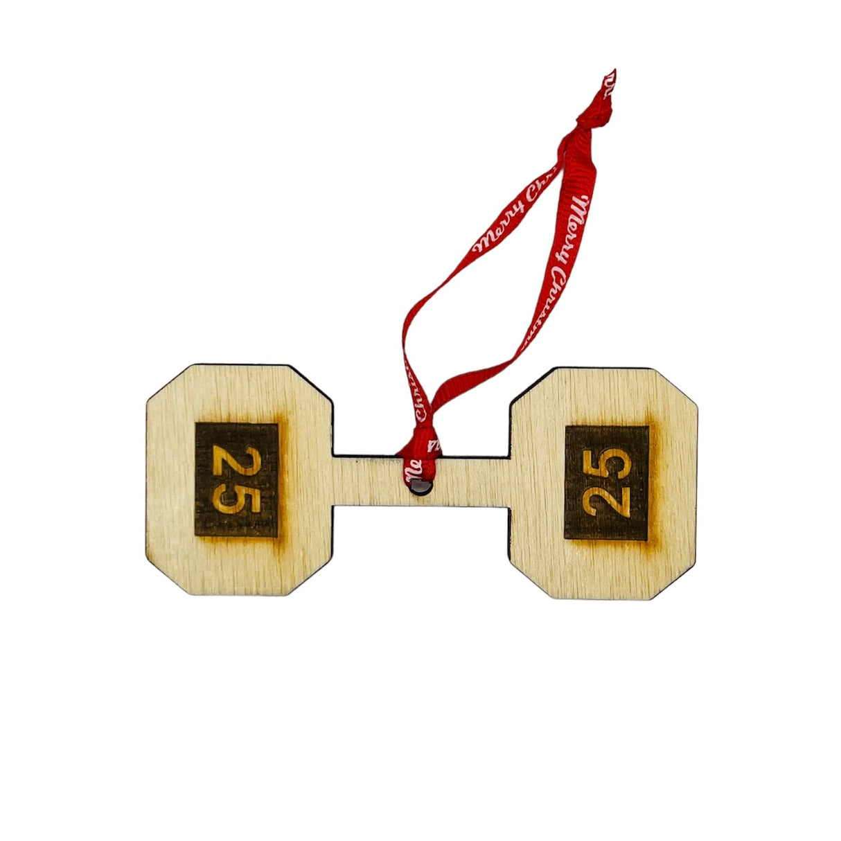 Wooden Weightlifting Christmas Tree Ornament 4 Piece Set, Including Weight Plate, Barbell, Kettlebell, and Dumbbell, Laser Etched, Made in The USA, Weightlifting Gift, Fitness Ornament