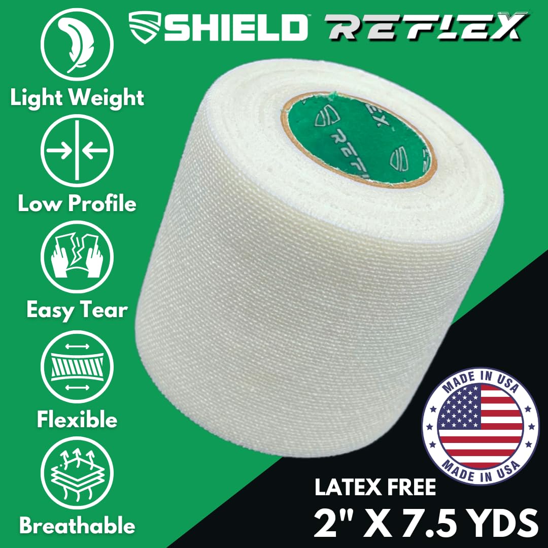 Shield Reflex | Stretch Athletic Tape, Tear by Hand, Made in USA, Thin, Flexible, Elastic Sports Tape, Spatting Football Tape 6 Pack (Midnight Blue, 2 Inch)