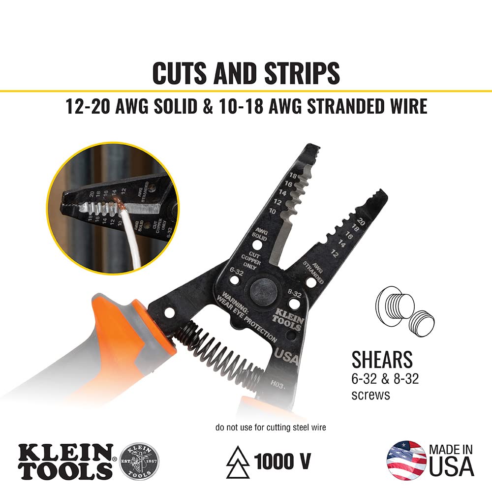 Klein Tools 2139NERINS 1000V Insulated Side Cutter Pliers, Made in USA, High Leverage Design, Induction Hardened Knives, 9-Inch