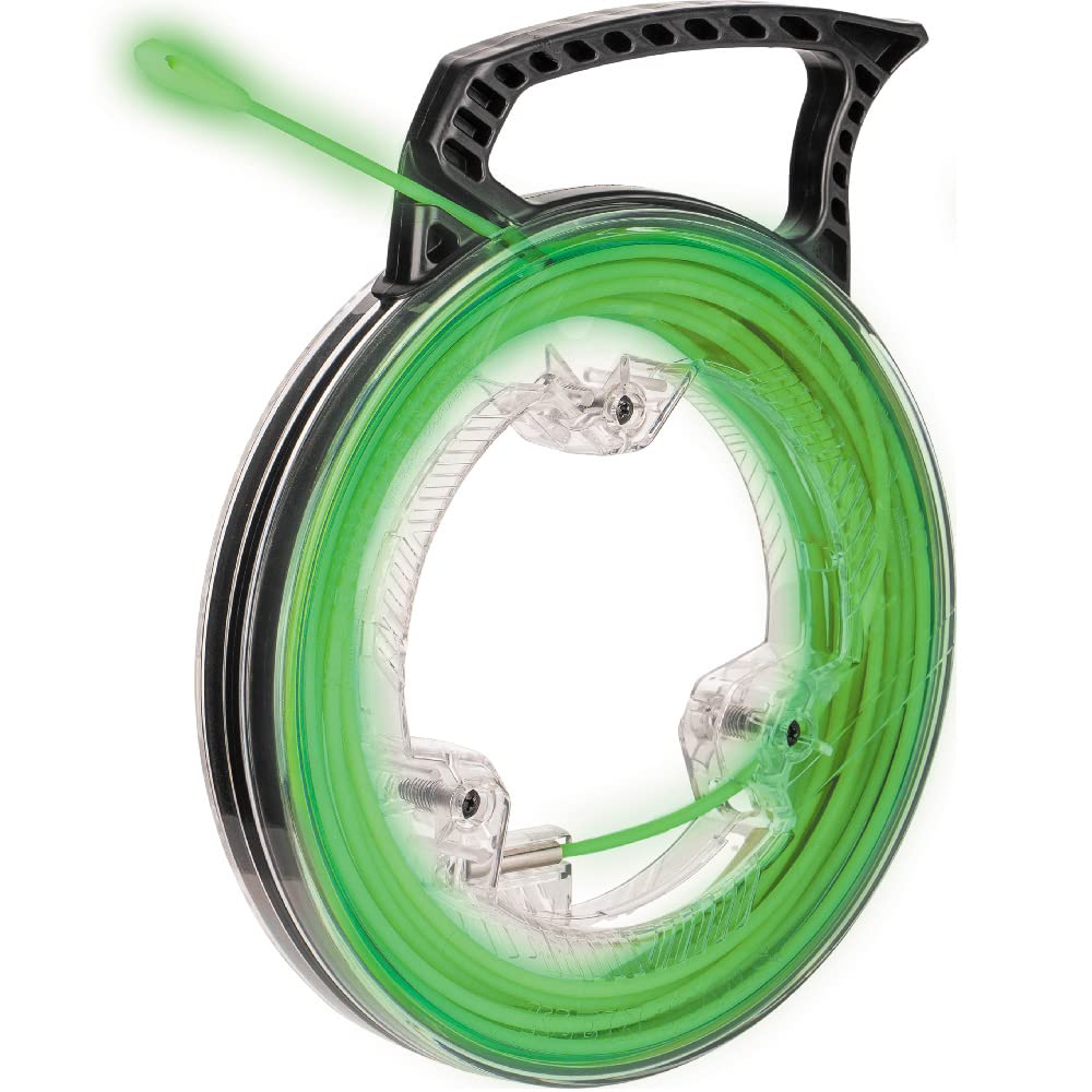 Klein Tools 50550 20-Foot Glow In The Dark Fish Tape, Made in USA, Fiberglass with Nylon Tip and Stainless-Steel Connector for Fish Rod Attachments
