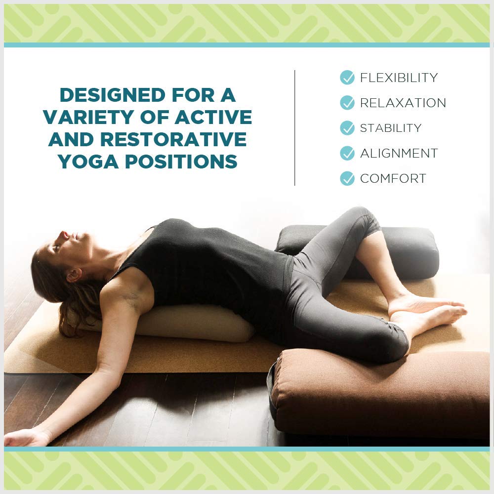 Bean Products Yoga Bolster - Made In The USA With Eco Friendly Materials - Round or Rectangular Support Cushions That Elevate Your Practice - Natural Cotton or Organic Hemp Cover
