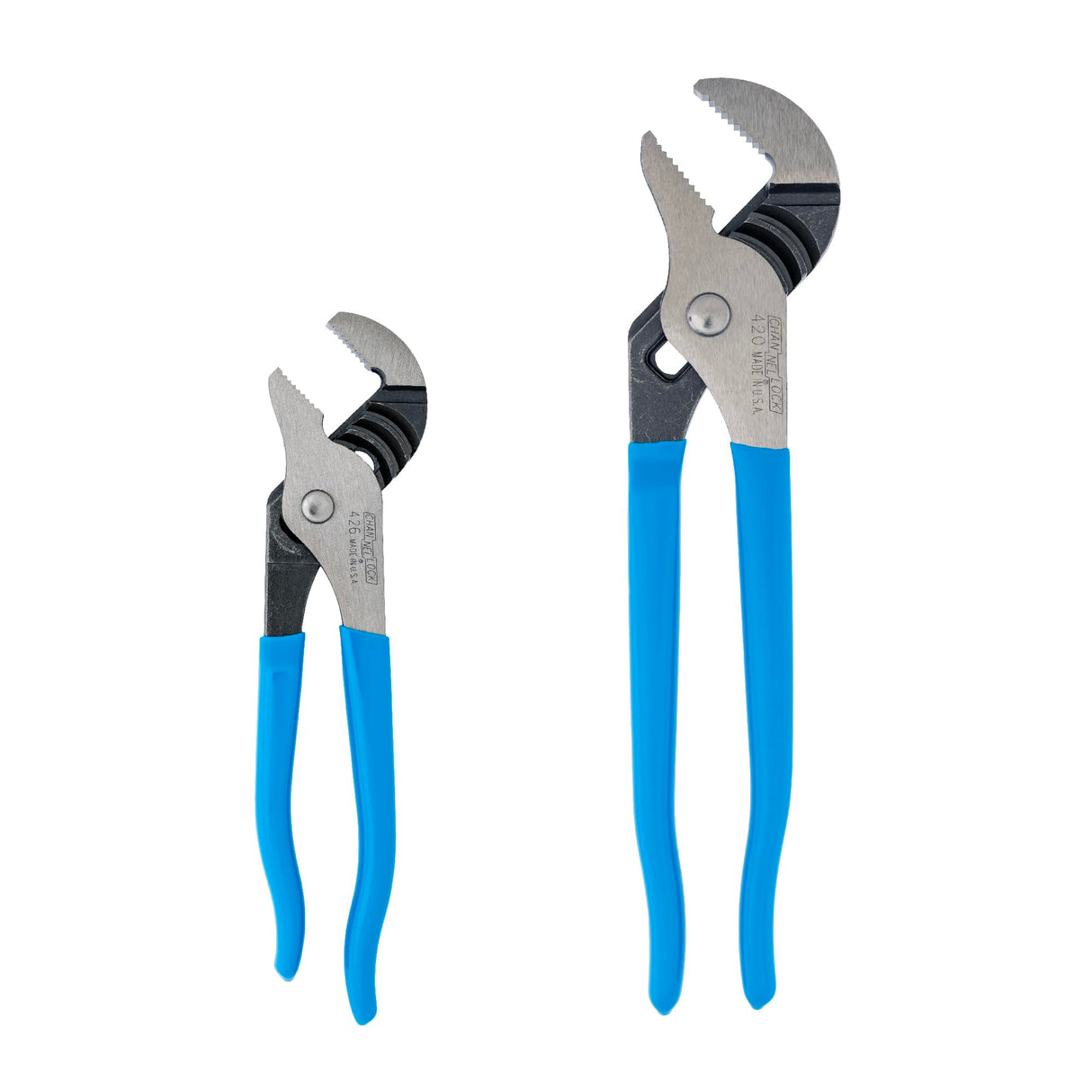 Channellock 2 Piece Tongue and Groove Pliers Set - 9.5-Inch, 6.5-Inch | Straight Jaw Groove Joint Pliers | Laser Heat-Treated 90° Teeth| Forged from High Carbon Steel | Patented Reinforcing Edge Minimizes Stress Breakage | Made in USA
