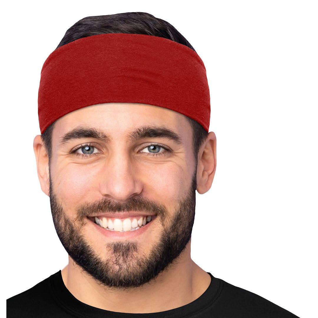 Men's Cotton Headbands Sweatbands 3" Wide Sports Fitness Yoga Fashion Made in USA