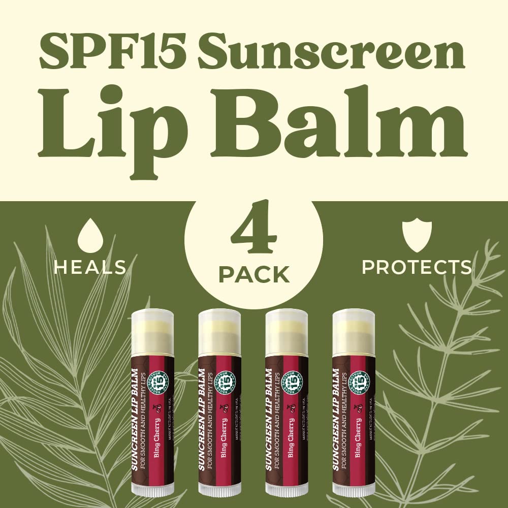 USDA Organic Lip Balm 6-Pack by Earth's Daughter Stocking Stuffers - Fruit Flavors, Beeswax, Coconut Oil, Vitamin E - Best Lip Repair Chapstick for Dry Cracked Lips - Moisturizing Lip Care