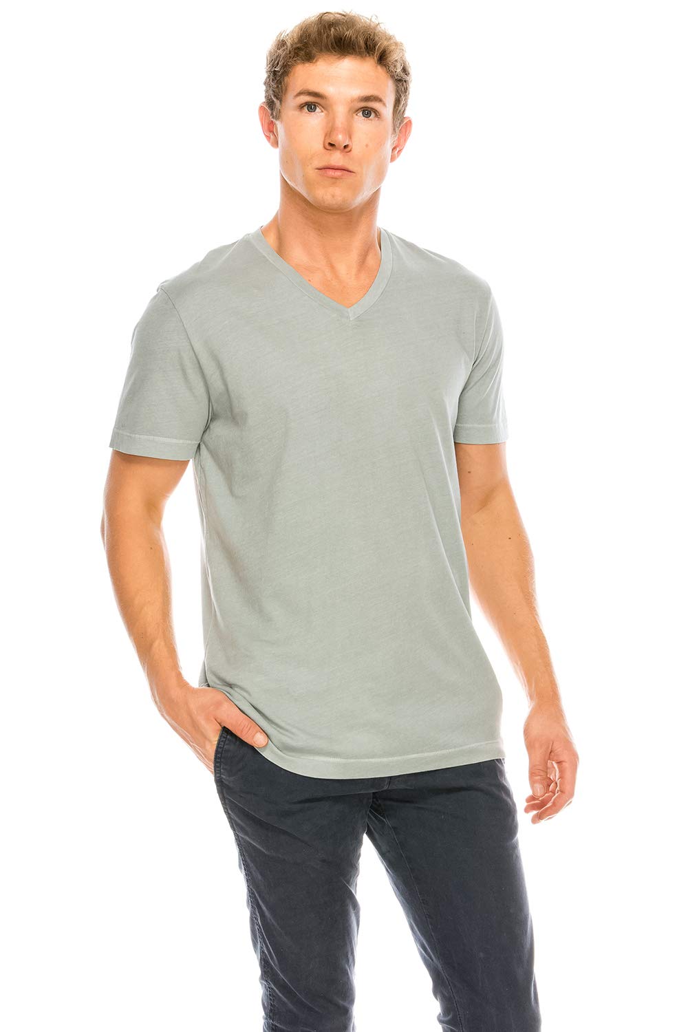 YURO-K Men's Short Sleeve V-Neck T-Shirt Premium Cotton Classic Short Sleeve V-Neck T-Shirt
