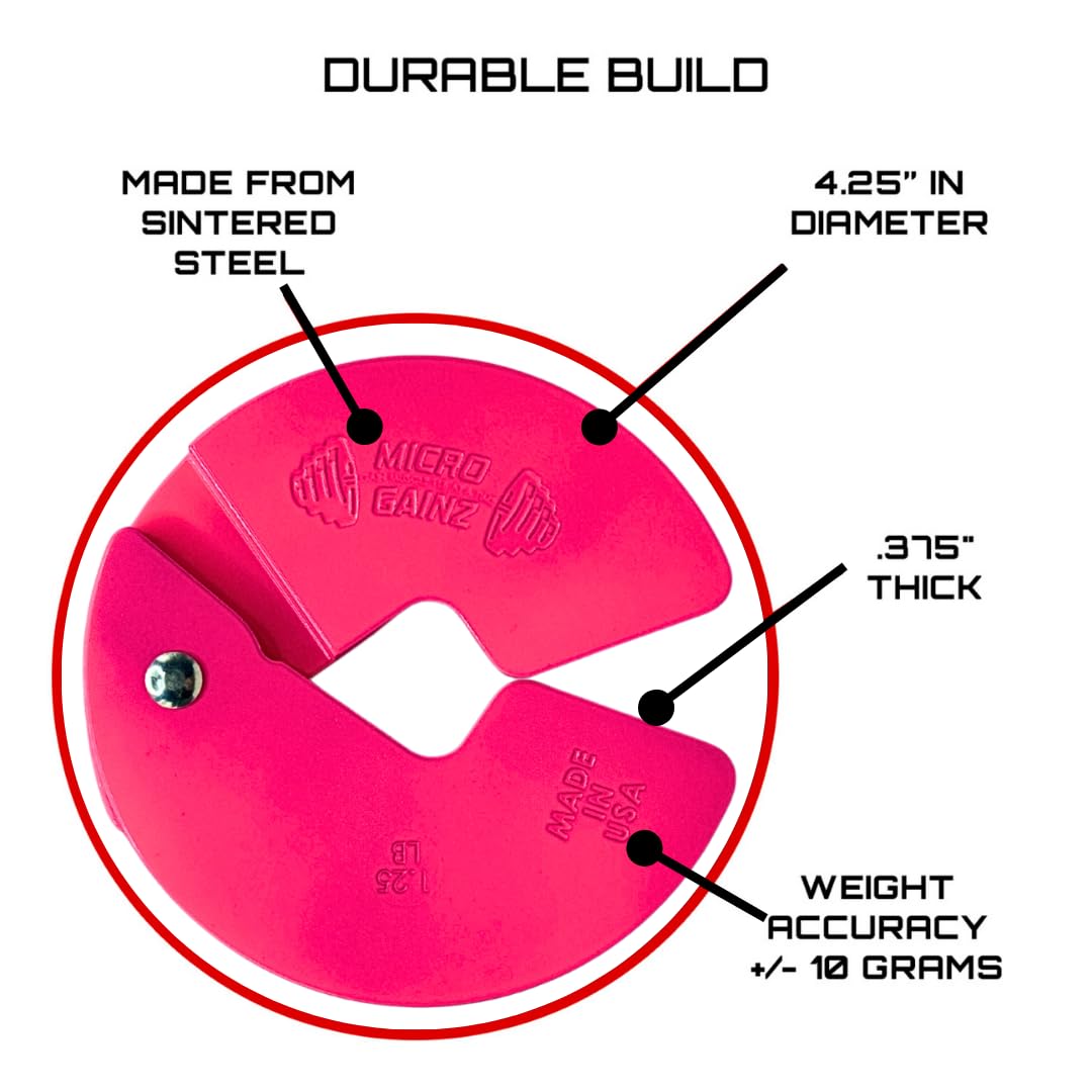 Micro Gainz Dumbbell Fractional 1.25lb Weight Plate, Ideal for Micro Loading, (Choose Color) 4 Piece Fractional Weight Plates, Designed for Dumbbell Training, Made In USA