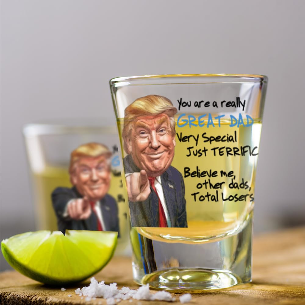 Funny Novelty Glass for Dad - Donald Trump Father's Day Beer, Whiskey, or Can Glass Gift, Funny Fatherโs Day Gift for Husband, Father, or Stepfather - Trump Stuff Maga Merch (101-15193-D, PINT)