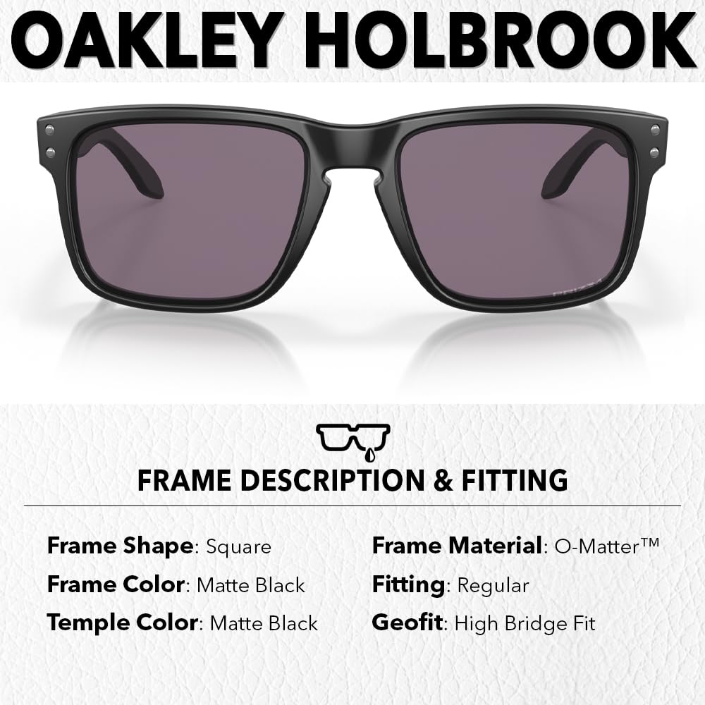 Oakley OO9102 HOLBROOK Square Sunglasses for Men - High Bridge Fit - USA Flag Cleaning Kit and Leash - PREMIUM BUNDLE