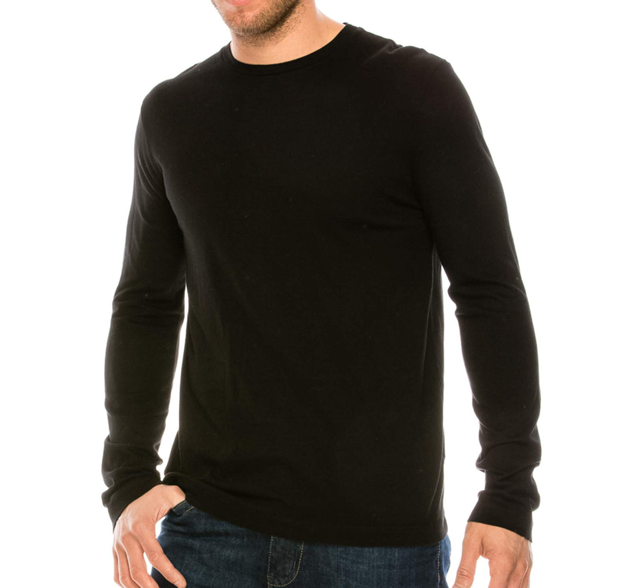 YURO-K Men's Premium Cotton Classic Long Sleeve Crew Neck T-Shirt S - XX Large