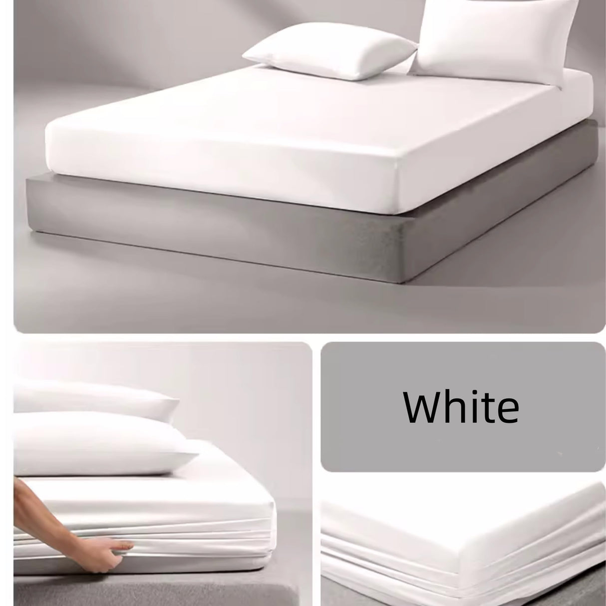 100% Mulberry Silk Fitted Sheet with Deep Pocket Made in USA, Real 22 Momme Silk Bed Sheets, 6A Grade Pure Silk, Hypoallergenic (Gray, Queen)