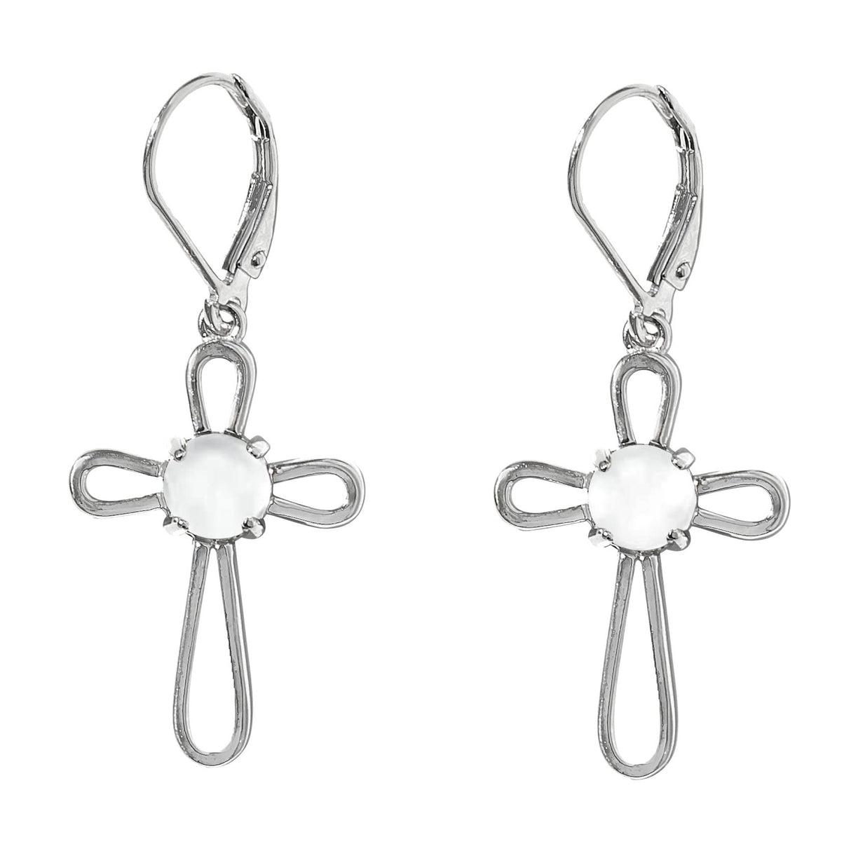 Bottled Up Designs Handmade Recycled Antique Glass and Bottles Sterling Silver At The Cross Lever-Back Earrings (Vintage Aqua Mason Jar)