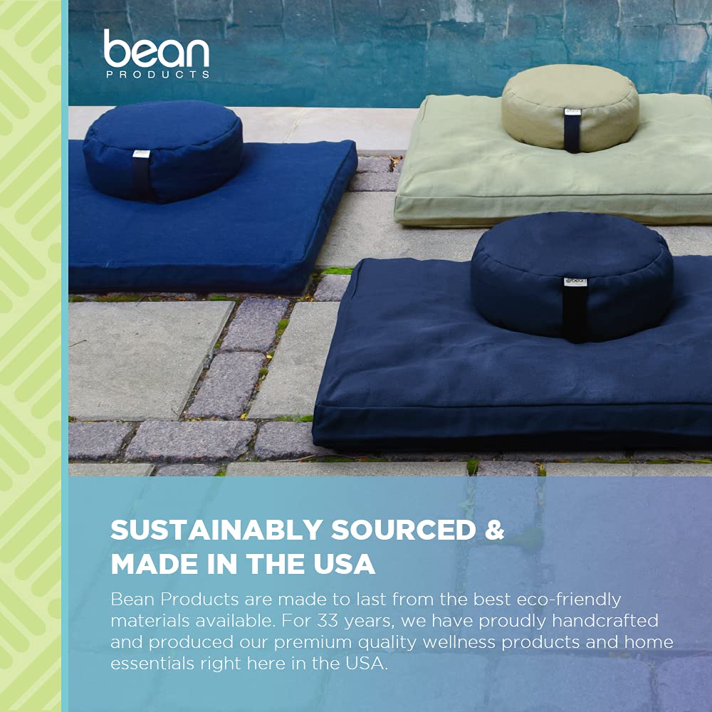 Bean's ZABUTON Meditation Cushions - Colorful Cotton Yoga Prayer Zen Kneeling Pad Base for Zafu Pillow - Medium & Large - Traditional Natural Recycled Cotton Fill - Floor Sitting Comfort - Made in USA