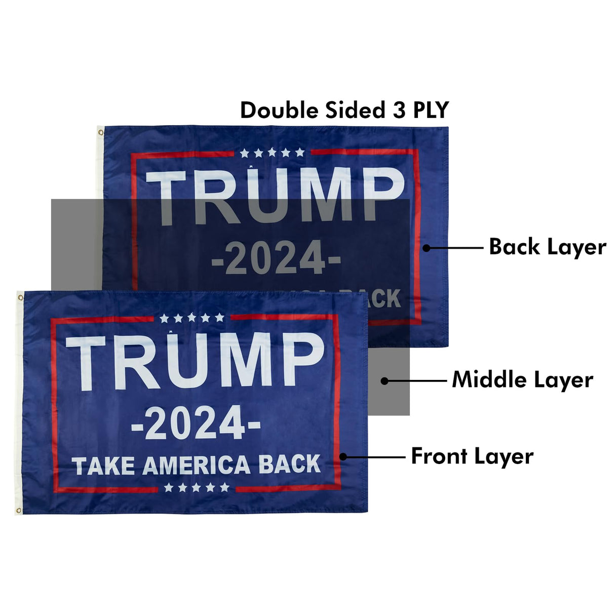 TRUMP 2024 Flag 3x5 outdoor made in usa Double Sided 3ply Make America Great Again Heavy Duty PresidentTrump Flags 2024 for Indoor Outdoor Decorations
