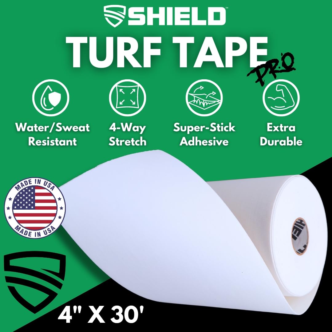 SHIELD Turf Tape Youth | Turf Tape Football Youth - Waterproof, USA Made, 5 Yards, Extra Arm Protection, 4-Way Stretch Flexibility, White