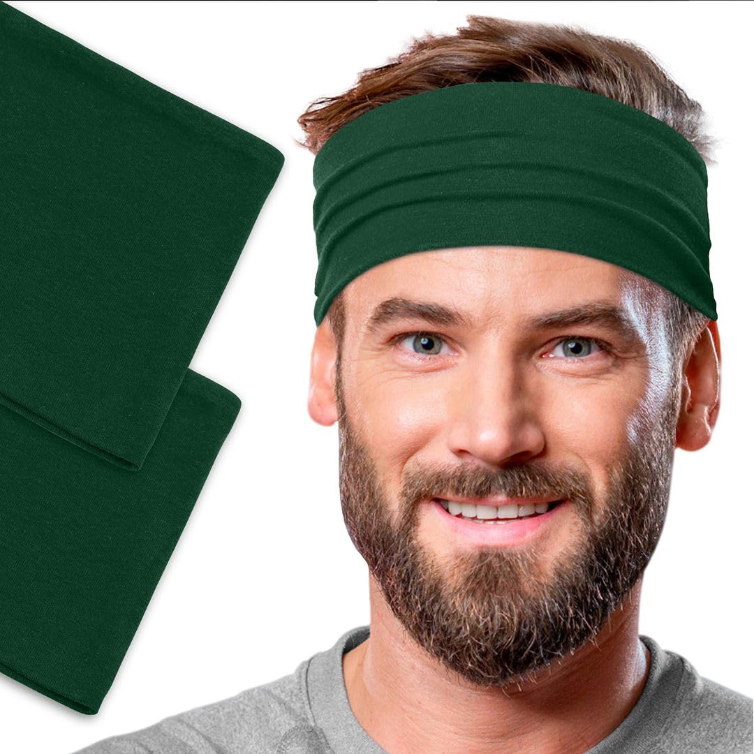 Men's Cotton Headbands Sweatbands 5" Wide Sports Fitness Yoga Fashion Made in USA