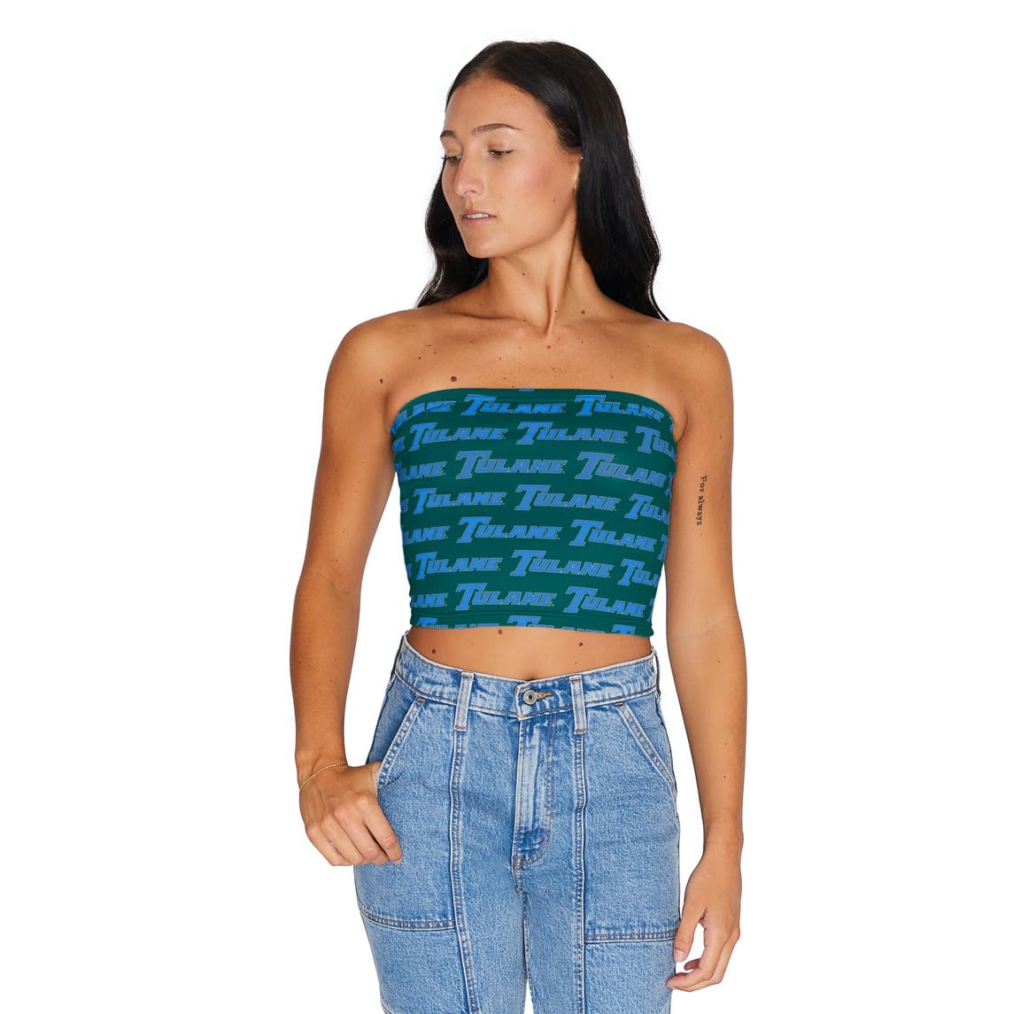 Lojobands Women's Tailgate Outfit College Tube Top Logo All Over Tank Top Crop Made in USA One Size Fits Most