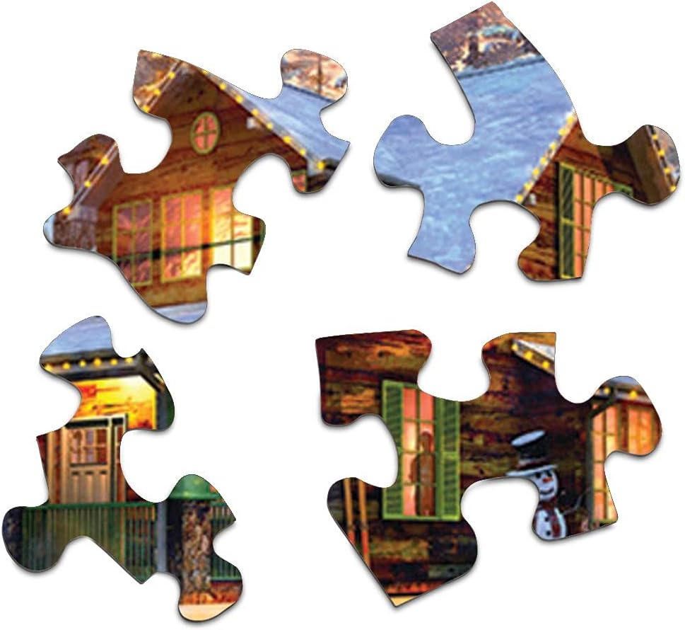 Springbok - Rocky Mountain Christmas - 1000 Piece Jigsaw Puzzle- Cabin in The Woods nestled in The Mountains