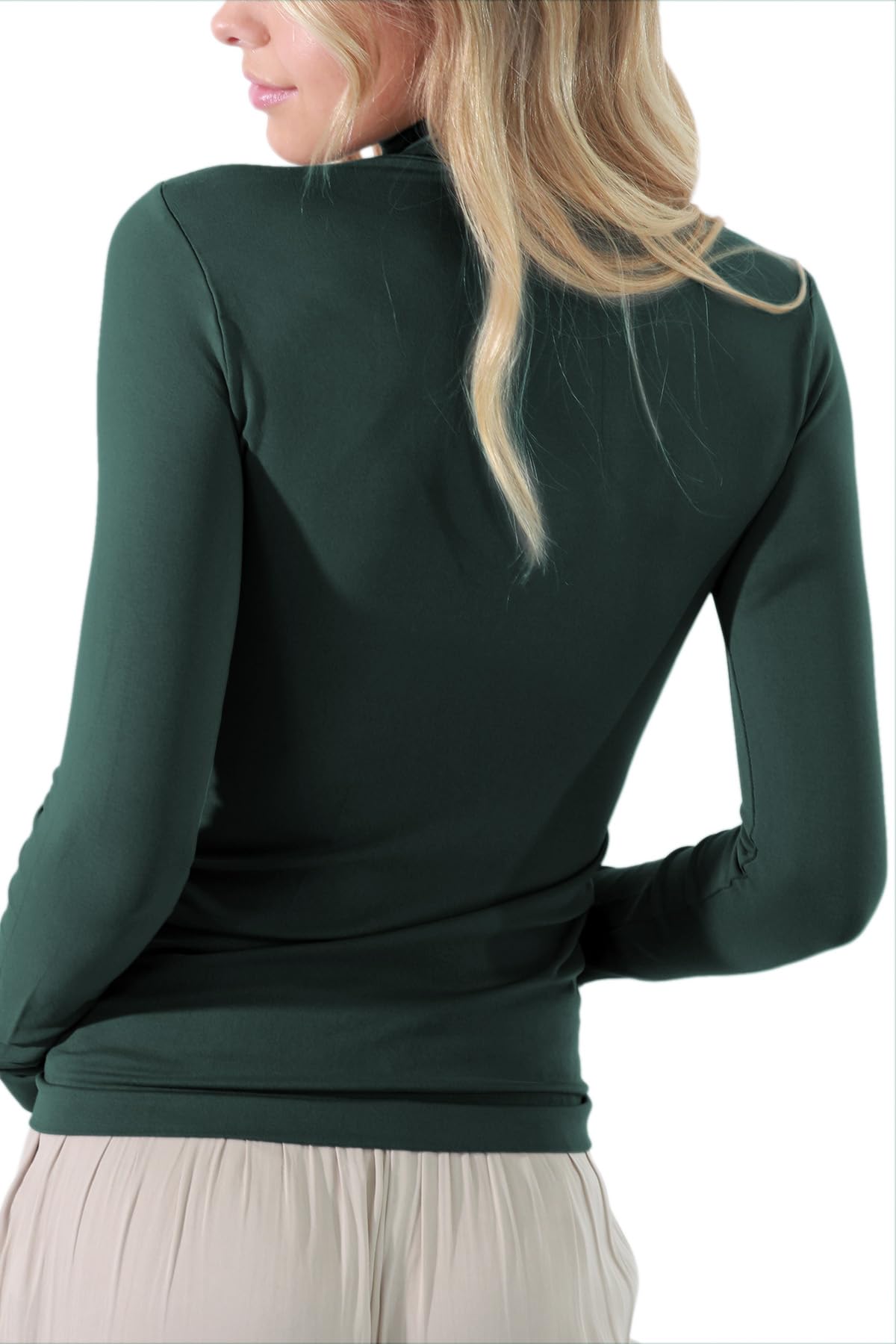 NIKIBIKI Women Seamless Long Sleeve Mock Neck Top, Made in U.S.A, One Size