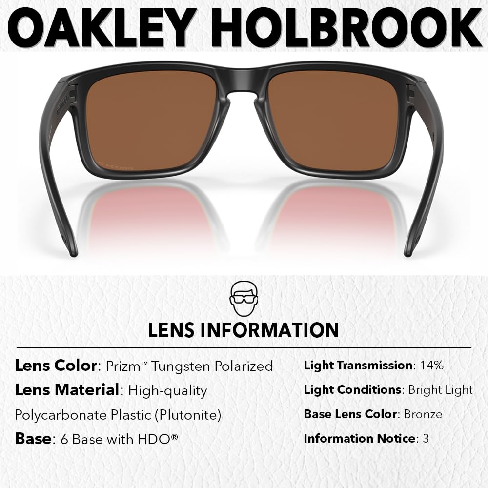 Oakley OO9102 HOLBROOK Square Sunglasses for Men - High Bridge Fit - USA Flag Cleaning Kit and Leash - PREMIUM BUNDLE