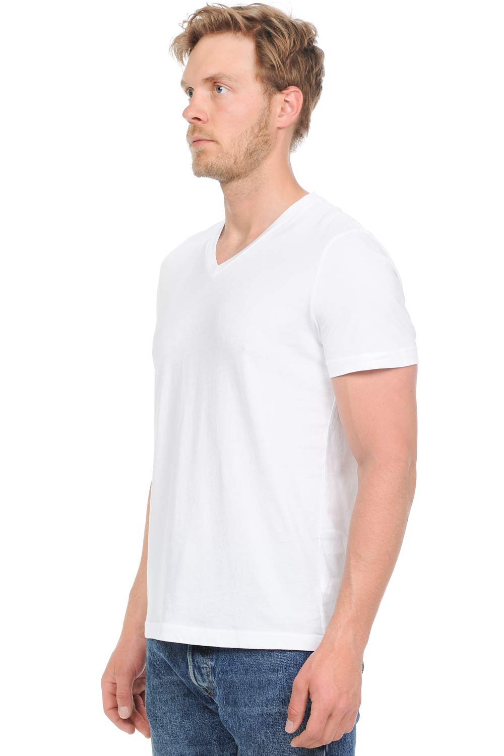 YURO-K Men's Short Sleeve V-Neck T-Shirt Premium Cotton Classic Short Sleeve V-Neck T-Shirt