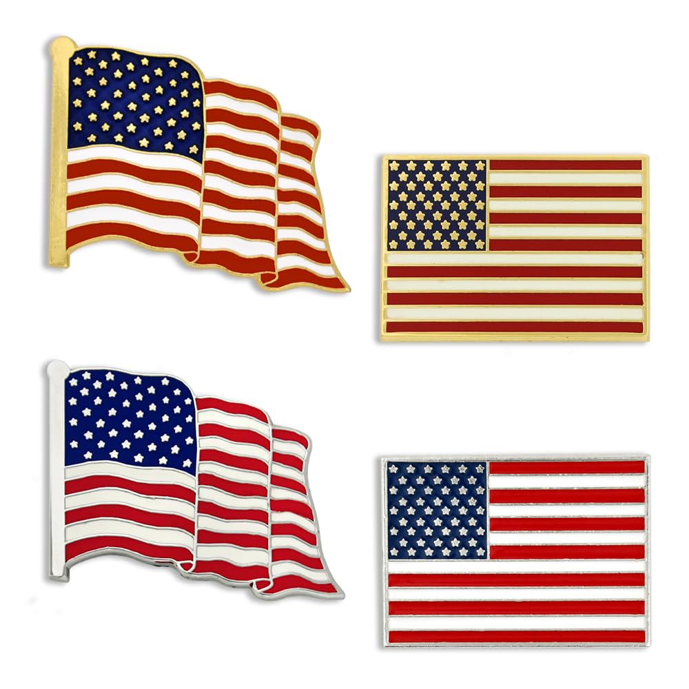 PinMart's 2 Pack Made in the USA American Flag Enamel Lapel Pins