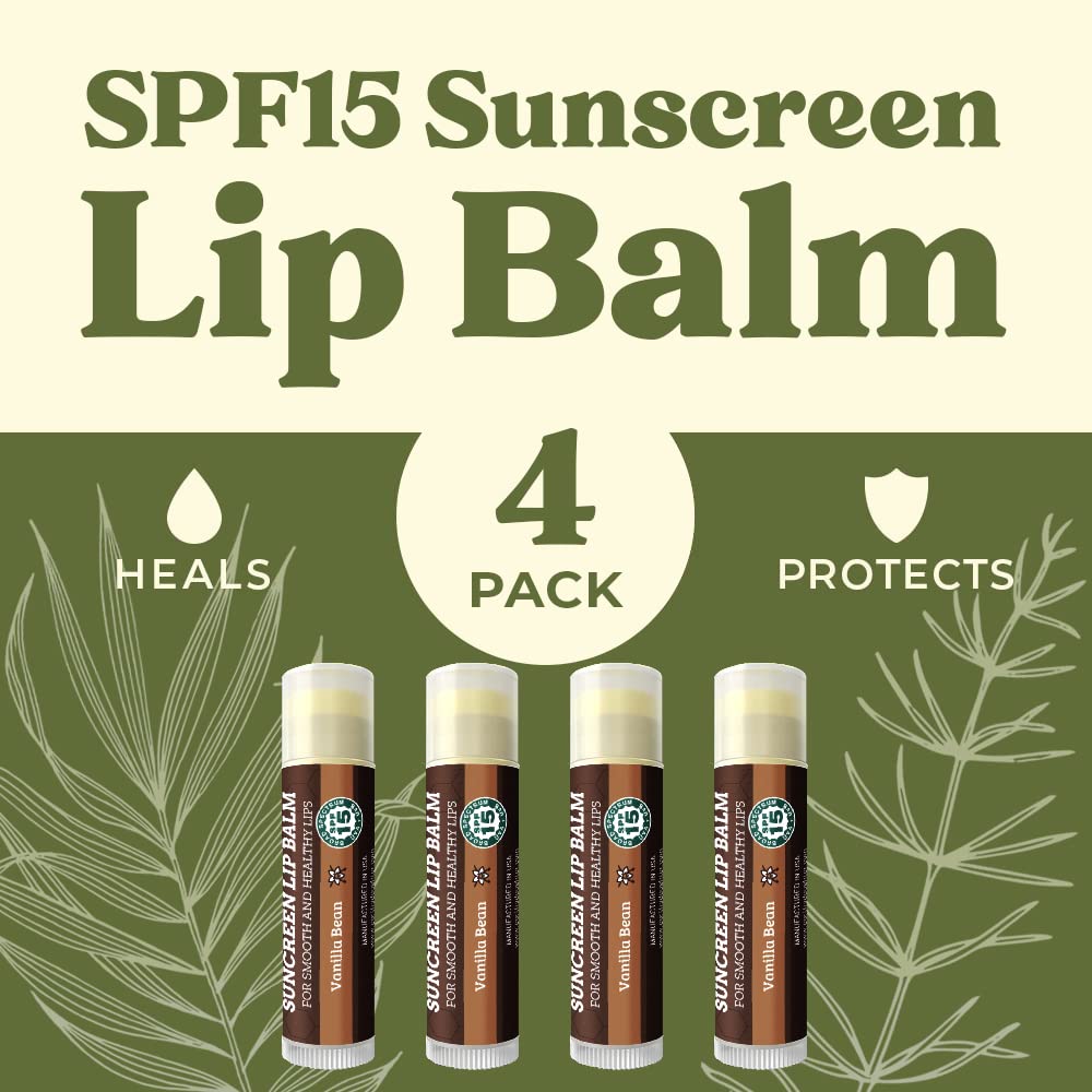 USDA Organic Lip Balm 6-Pack by Earth's Daughter Stocking Stuffers - Fruit Flavors, Beeswax, Coconut Oil, Vitamin E - Best Lip Repair Chapstick for Dry Cracked Lips - Moisturizing Lip Care