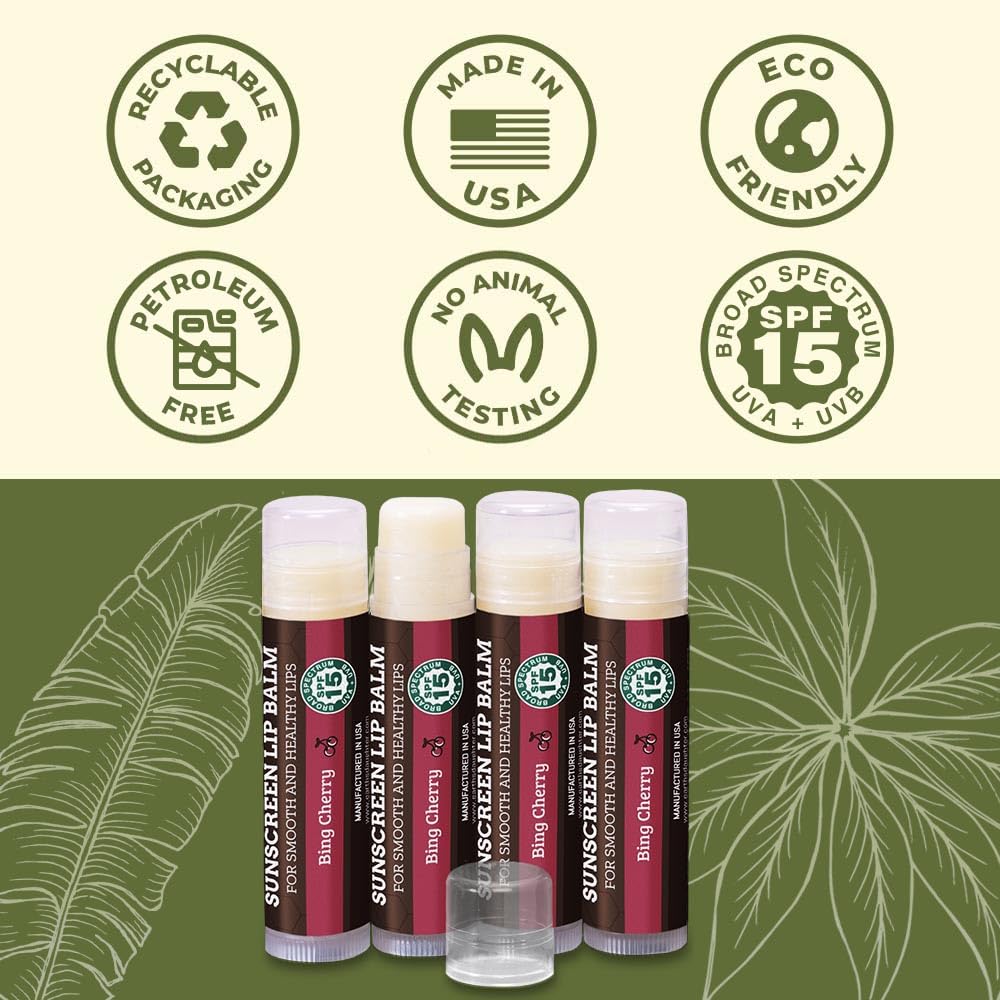 USDA Organic Lip Balm 6-Pack by Earth's Daughter Stocking Stuffers - Fruit Flavors, Beeswax, Coconut Oil, Vitamin E - Best Lip Repair Chapstick for Dry Cracked Lips - Moisturizing Lip Care