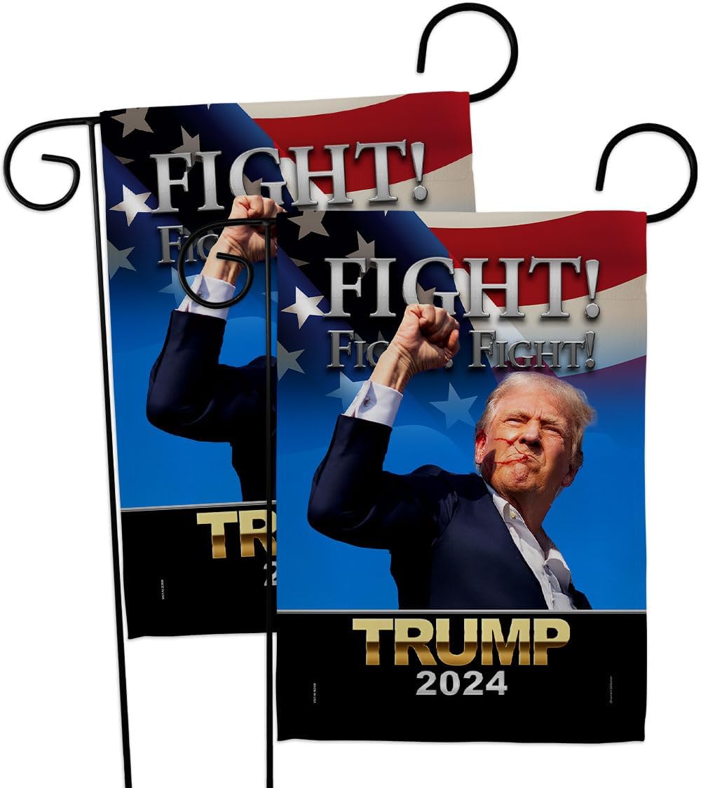 Fight for Trump Flag 2 Pcs Pack Yard Sign Wall Home Tapestry Patio Poster Rally Shooting 2024 Door Banner Porch Outdoor House Patriotic Decorations, Republican Gifts Made in USA
