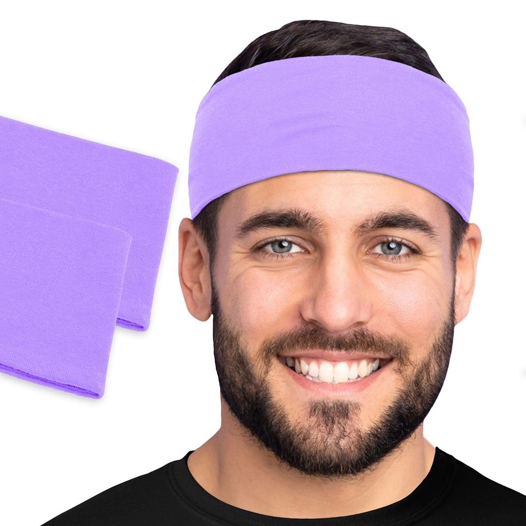Men's Cotton Headbands Sweatbands 3" Wide Sports Fitness Yoga Fashion Made in USA
