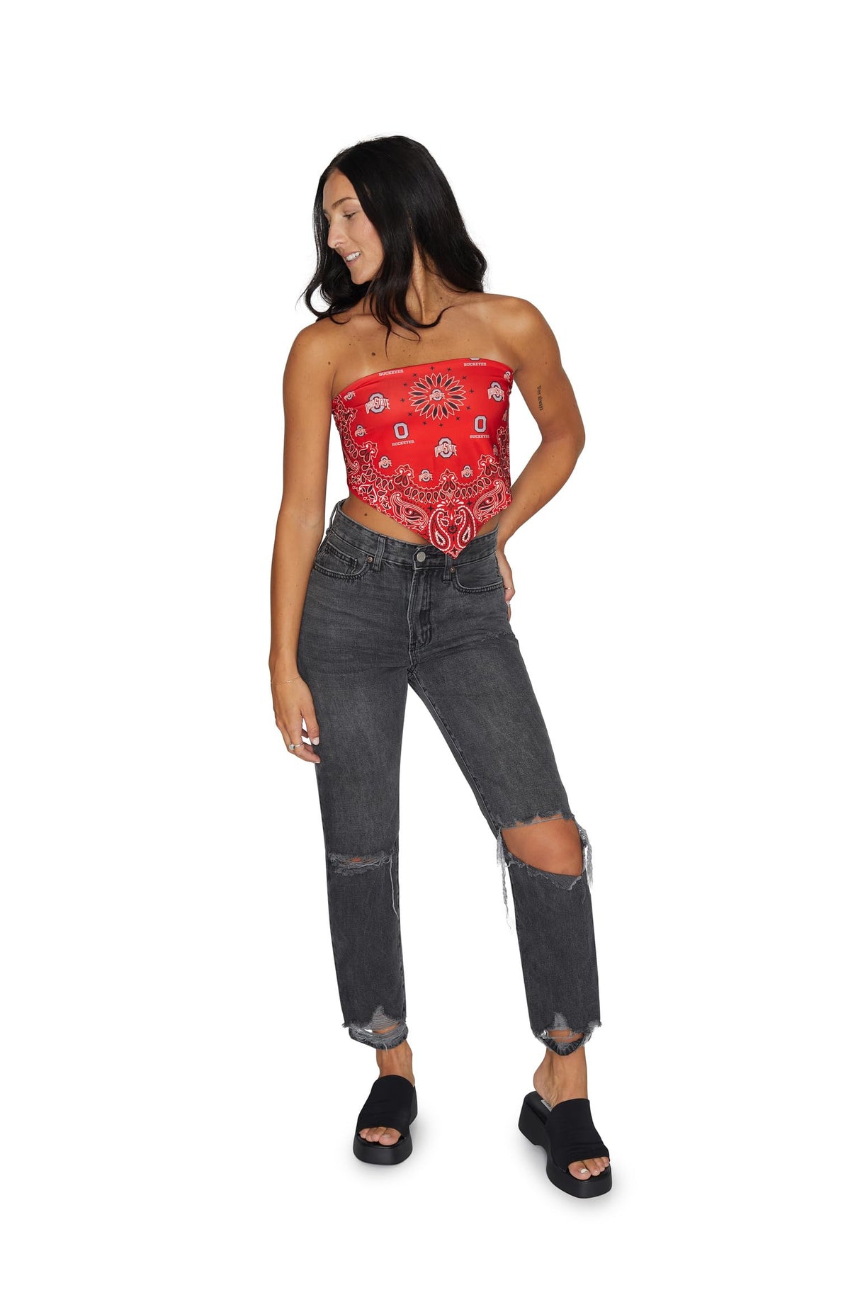 Lojobands Women's Bandana Top Tailgate Outfit College Tank Top Crop Top Made in USA One Size Fits Most