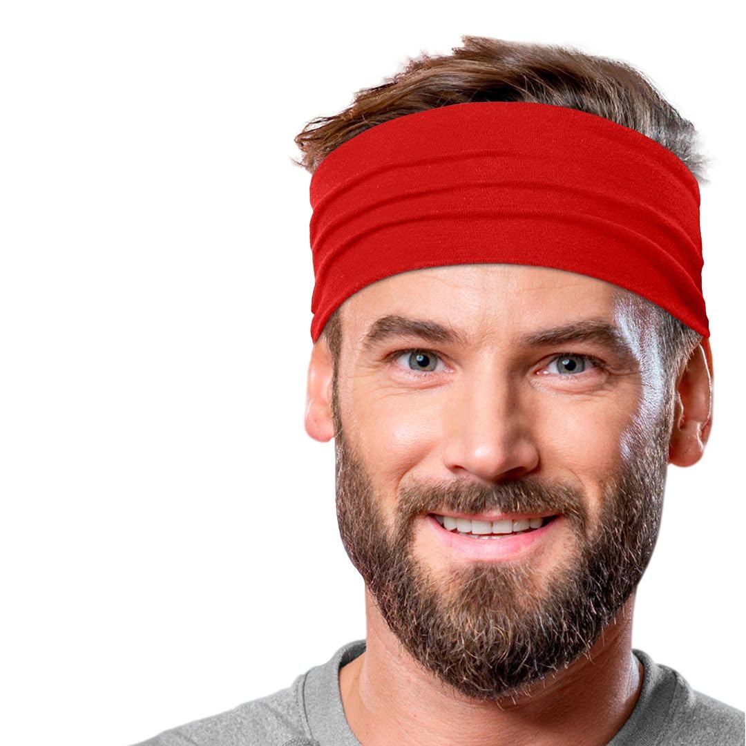 Men's Cotton Headbands Sweatbands 5" Wide Sports Fitness Yoga Fashion Made in USA