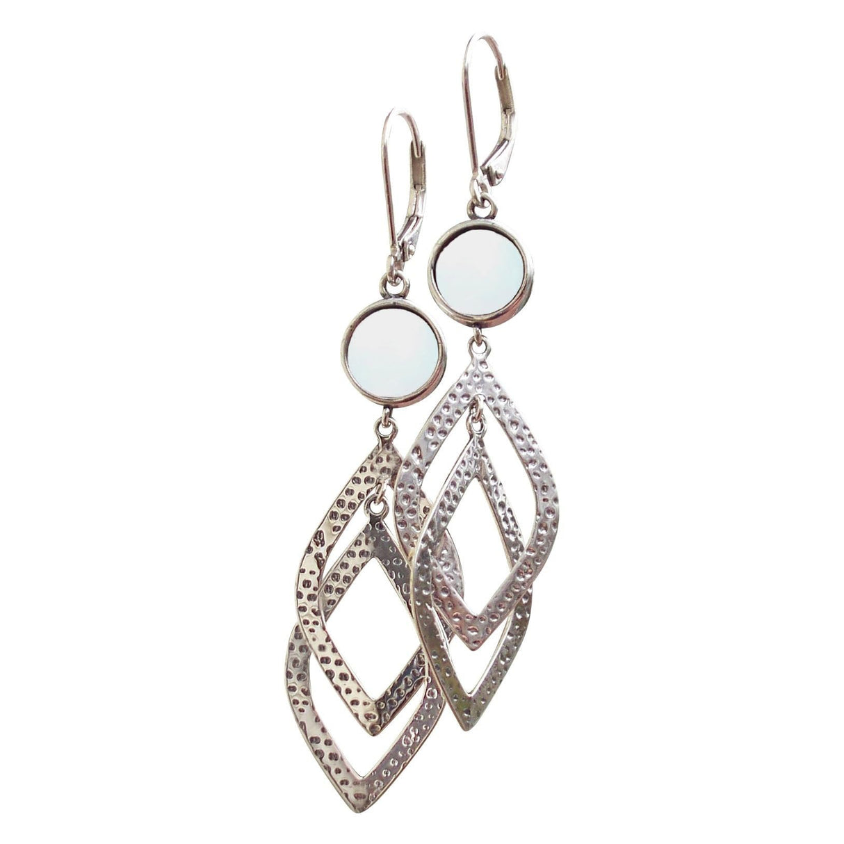 Bottled Up Designs Handmade Recycled Antique Glass and Sterling Silver Cascade Earrings (Olive Wine Bottle)