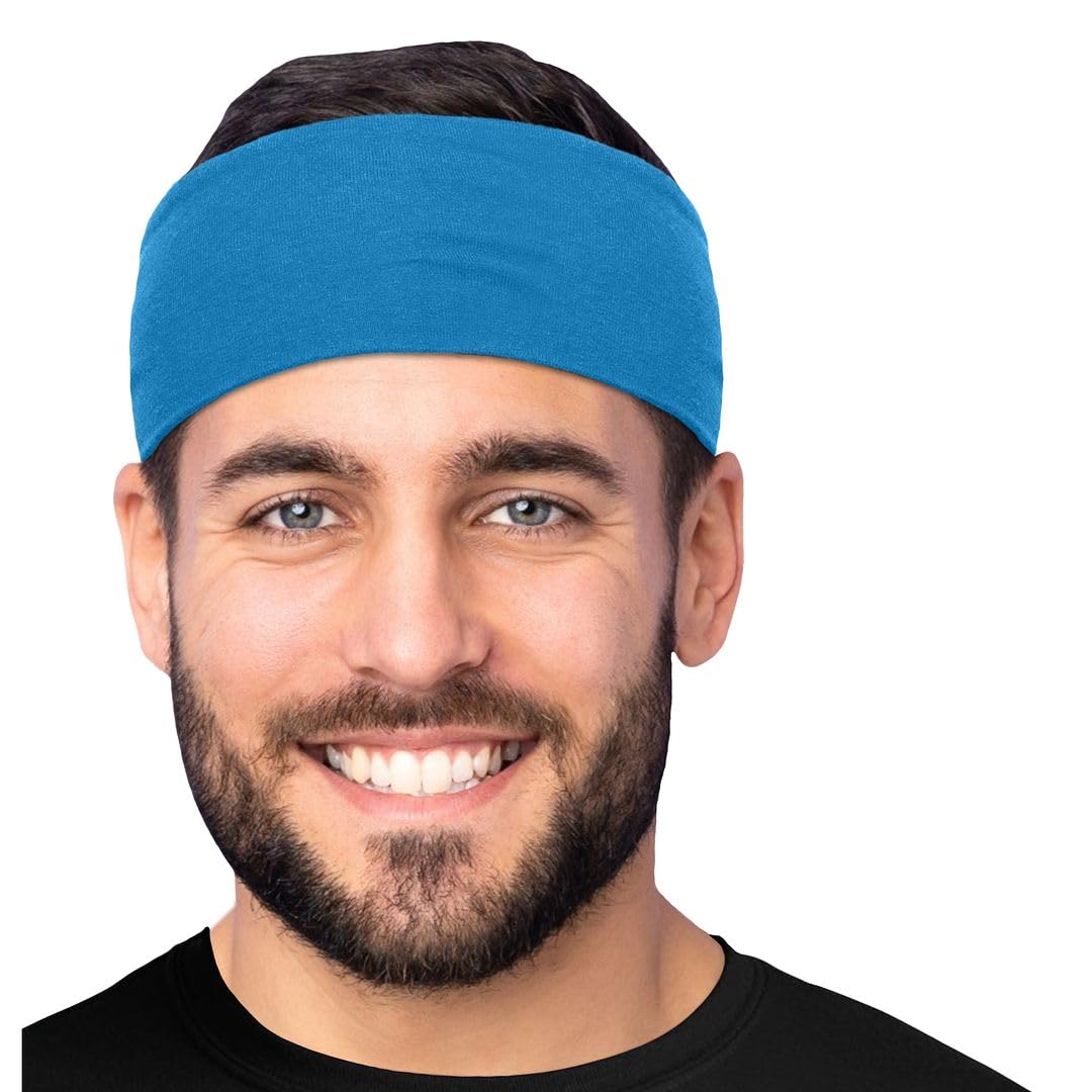 Men's Cotton Headbands Sweatbands 3" Wide Sports Fitness Yoga Fashion Made in USA