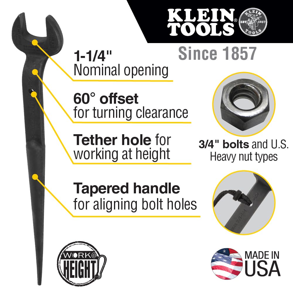 Klein Tools 3212 Spud Wrench 3/4-Inch Bolt for Heavy Nut, Made in USA