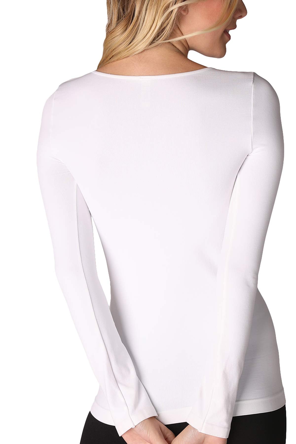 NIKIBIKI Women Seamless Long Sleeve Crew Neck Top, Made in U.S.A, One Size