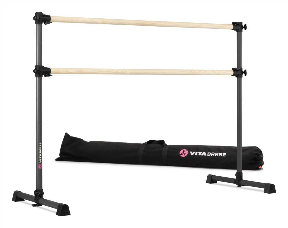 VITA Barre Portable Freestanding Double Ballet Barre, Prodigy, with Carry Bag | Adjustable Height, USA Made, Home or Gym Exercise Equipment for Kids & Adults | Dance, Fitness, Pilates
