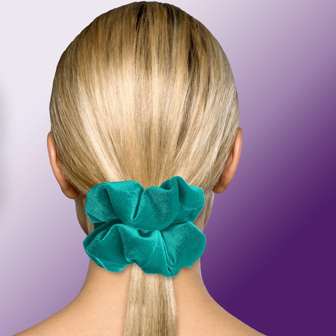 Velvet Scrunchies Jumbo Size Plush Big Ponytail Holders Thick Braided Locked Hair Big Made in the USA Green Pine