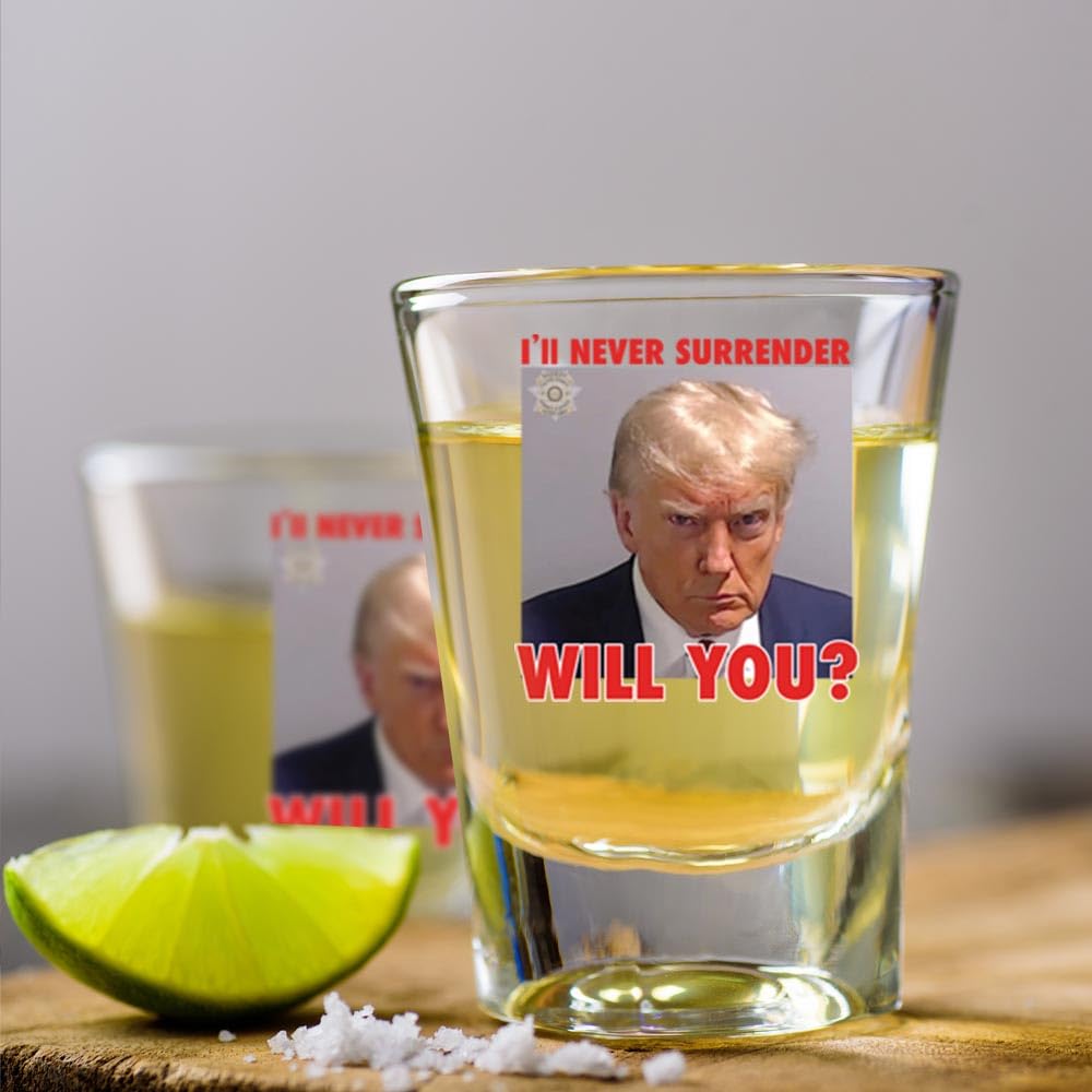 Trump Mugshot Shot Glass | Trump Lovers Gift | Gift for Him - Set of 4 (2 oz)