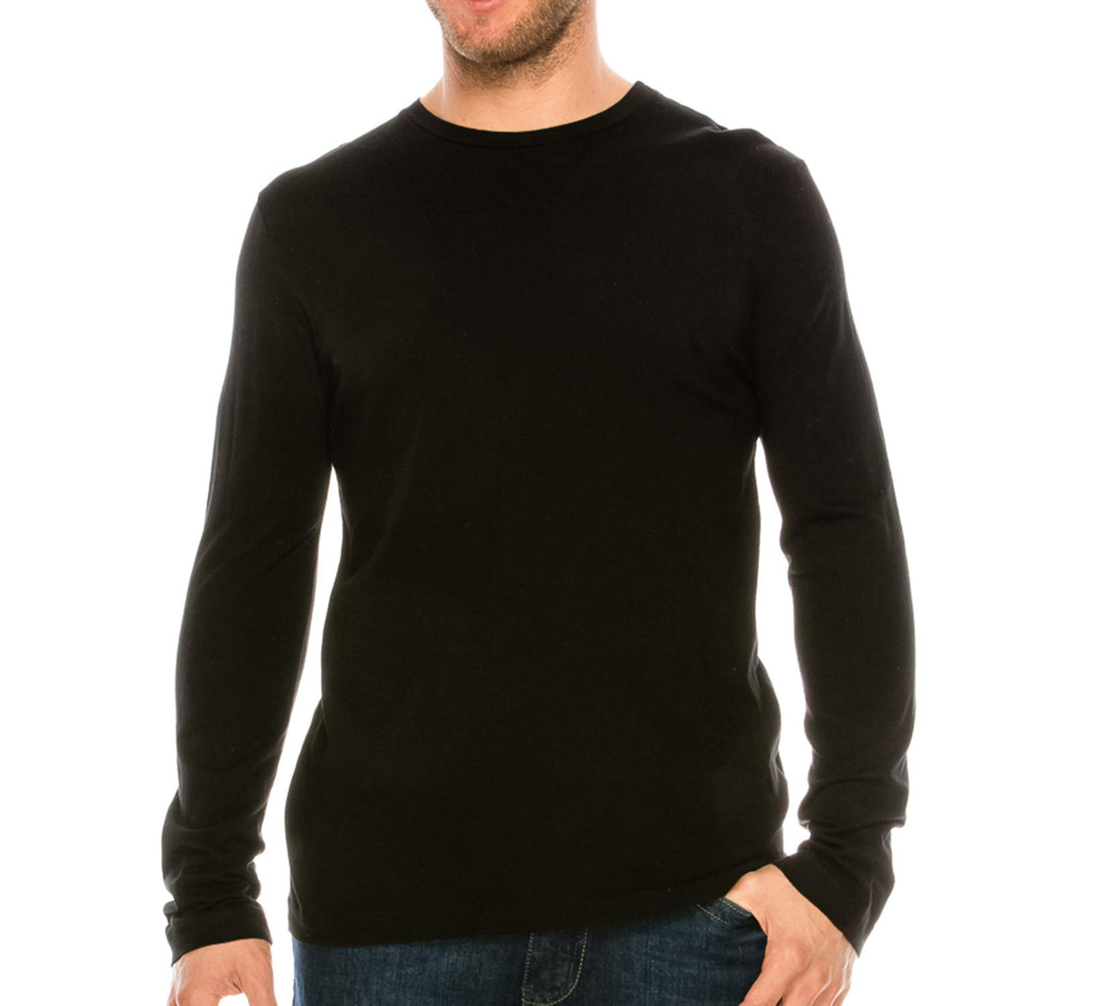 YURO-K Men's Premium Cotton Classic Long Sleeve Crew Neck T-Shirt S - XX Large